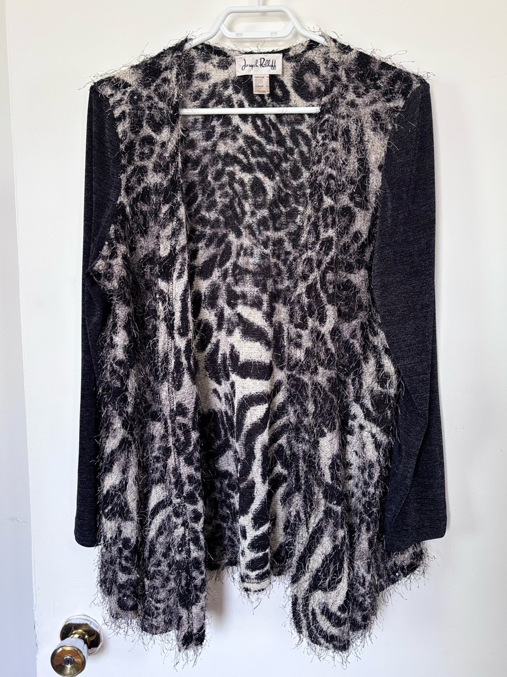 Joseph Ribkoff Animal Print Sequin Cardigan Size 14